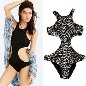 Urban Outfitters Out From Under Y2K High Neck Cut Out One Piece Swimsuit Small